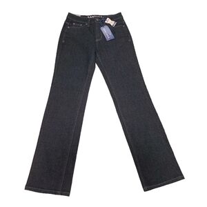 NWT Santana Women's Black Jeans Straight Leg Tummy Control Mid-rise Size 6×32